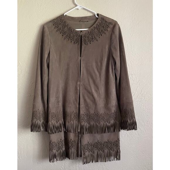 Vintage Genuine Suede Leather Women/Teen Jacket with Fringe Sz Small 40 Western - Picture 10 of 10